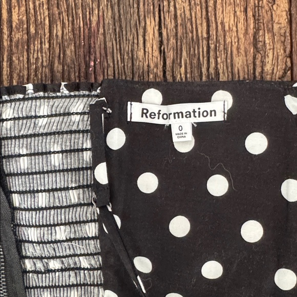 Reformation Orion black strapless polka dots ruched cami tank top - Picture 4 of 6